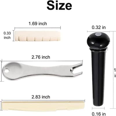 Acoustic Guitar Bridge Pins Set | Bridge Pins with Pin Puller, Saddle and Nut Replacement Parts image 7