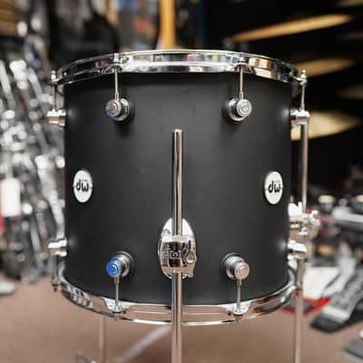DW Design Series Pure Maple Shell  14'' Floor Tom w/Legs - Black Satin Lacquer (12x14") image 2