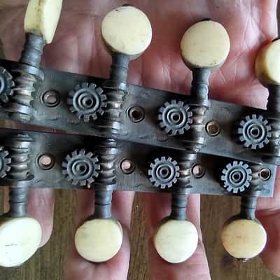 Antique Mandolin pre-1900 Brass Tuners, Bridge & Tailpiece Lot image 9