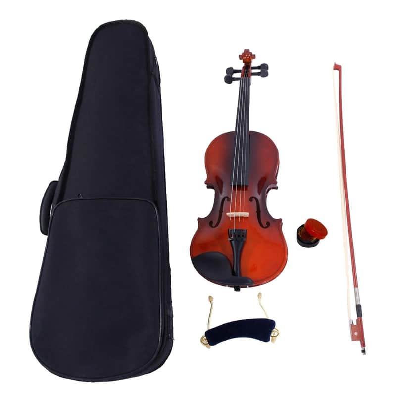 4/4 Natural Maple Wood Acoustic Violin Fiddle Set School Band Student image 1