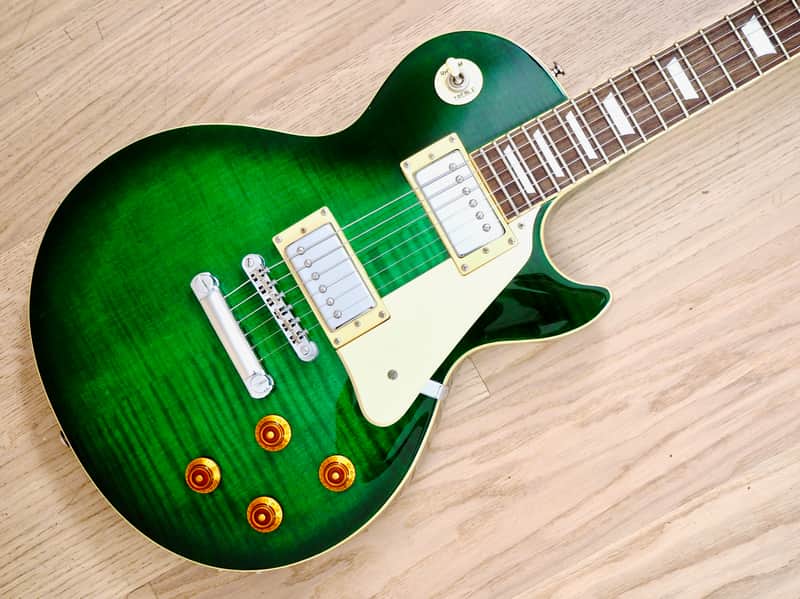 1999 Epiphone Les Paul Flame Top Guitar Green Anaconda Burst Korea