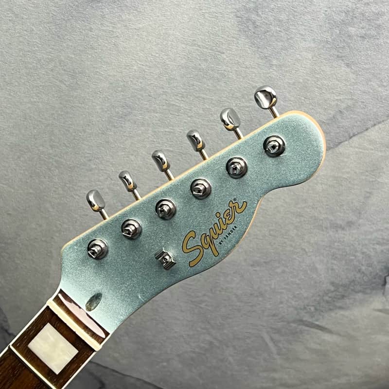 Squier Loaded Telecaster Neck with Block Inlays, Ice Blue Metallic Painted Headstock Face image 1