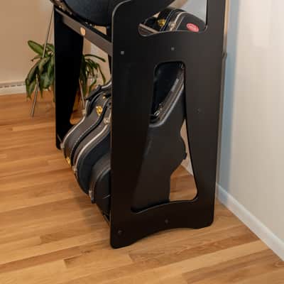 "Case Place" double level storage rack for acoustic, electric, bass, and other instrument cases BLACK image 6