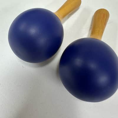 6" Mini Maracas, Wooden, 6" x 2", Mid-East MARB, Painted Blue - NEW image 8