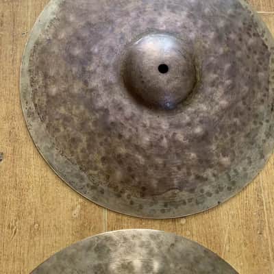 none Branded 14"hihat Cymbals B20 Bronze Raw Dark Dry image 5