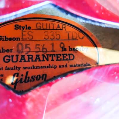 1967 Gibson ES-335TDC Sparkling Burgundy Semi-Hollow Body Electric Guitar w/Case image 13