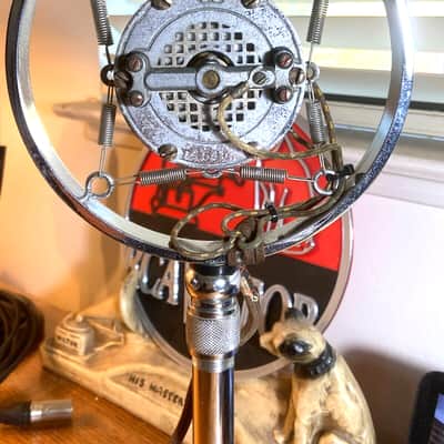 Early 1930's UNIVERSAL BB Carbon Ring Spring Microphone w/Stand & Cable-working! image 3
