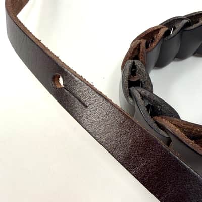 Walker And Williams M-71-CGN/BLK Throwback Series Hickory Brown And Black Grain Leather "Latch" Mandolin Strap image 6