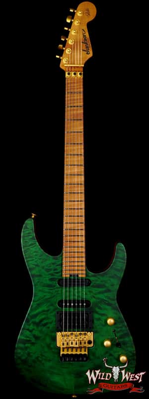 Jackson Custom Shop USA Signature Phil Collen PC Satin Stain Caramelized Flame Maple Fingerboard Satin Transparent Green image 1
