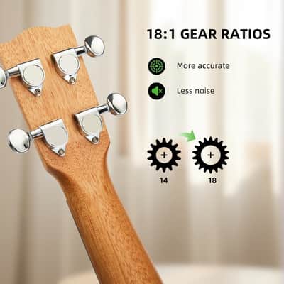 Solid Top Mahogany Concert Ukulele – Ukelele Beginner Kit Includes Quick Locking Ukulele Strap for Professional, Beginners image 3