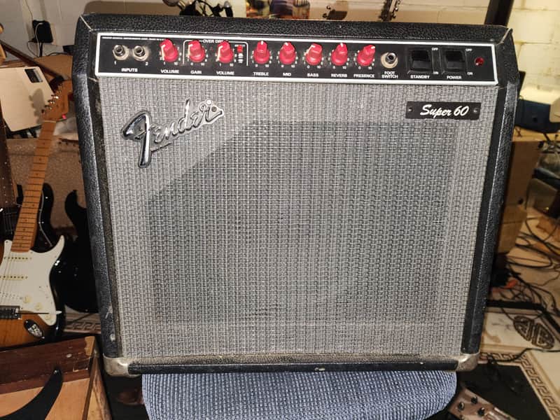 Fender Super 60 2-Channel 60-Watt 1x12" Guitar Combo 1988 - 1992 - Black image 1