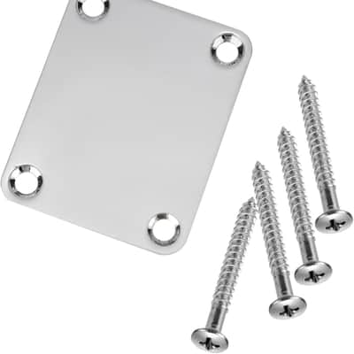 Chrome Neck Plate for Electric Guitar with 1 Plastic Mat 4 Mounting Screws,Silver image 1
