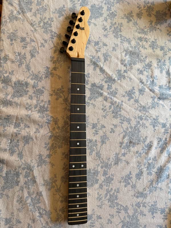 Telecaster Neck with tuners- maple w/pau ferro fretboard image 1