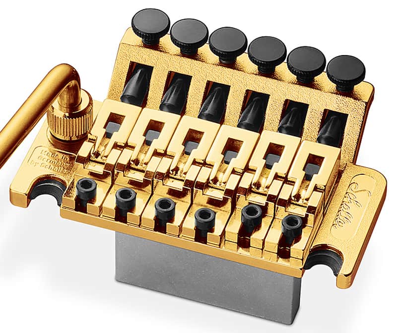Schaller Germany Floyd Rose Tremolo Kit - Gold with 42mm Block, R2 Nut image 1