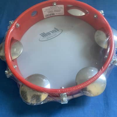 8" Brazilian Handmade Tambourine Pandeiro Milk Nylon Head 5 Pairs Jingles Inject Plastic Red Body image 2