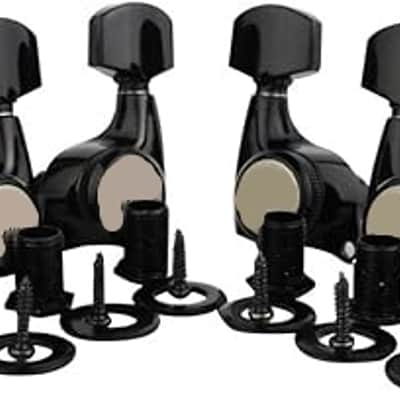 6Pcs Guitar Locking Tuners (3L + 3R Handed) - Ratio Lock String Tuning Key Pegs Machine Heads with Hexagonal Handle Replacement for Electric, Folk or Acoustic Guitars - Black image 1