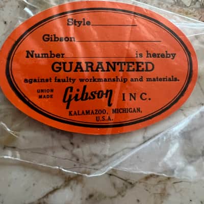 Gibson 1960s blank NOS Orange Soundhole Label Union Made image 9