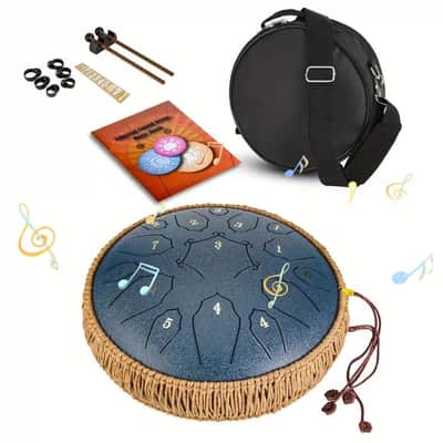 12" Steel Tongue Drum – 15-Note D Major Hand Drum for Meditation, Yoga & Sound Healing image 1