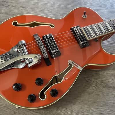 Ibanez AGR63 Hollow Body Electric guitar w/ Bigsby, Vibramate & Gigbag - Gretsch Orange - Gibson wiring harness UPGRADE image 6