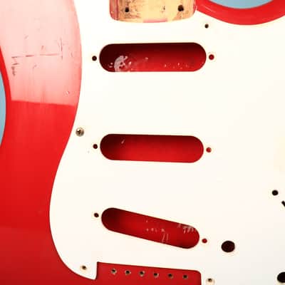 1994 Squier Stratocaster Ferrari Red Guitar Body w/ Pickguard image 3