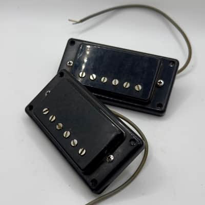 Teisco Humbucker Sized Single Coil Pickup Set ( Flat Poles ) MIJ Japan 1970s - Black image 2