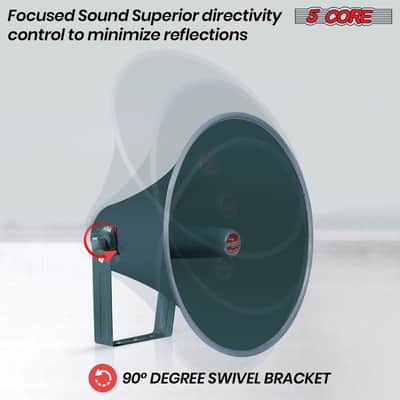 5 Core Outdoor PA Paging Horn Loud Speaker 16 Inch PA Speaker Weatherproof with mounting Bracket - RH 16-16" Short Throw Aluminum Horn image 6