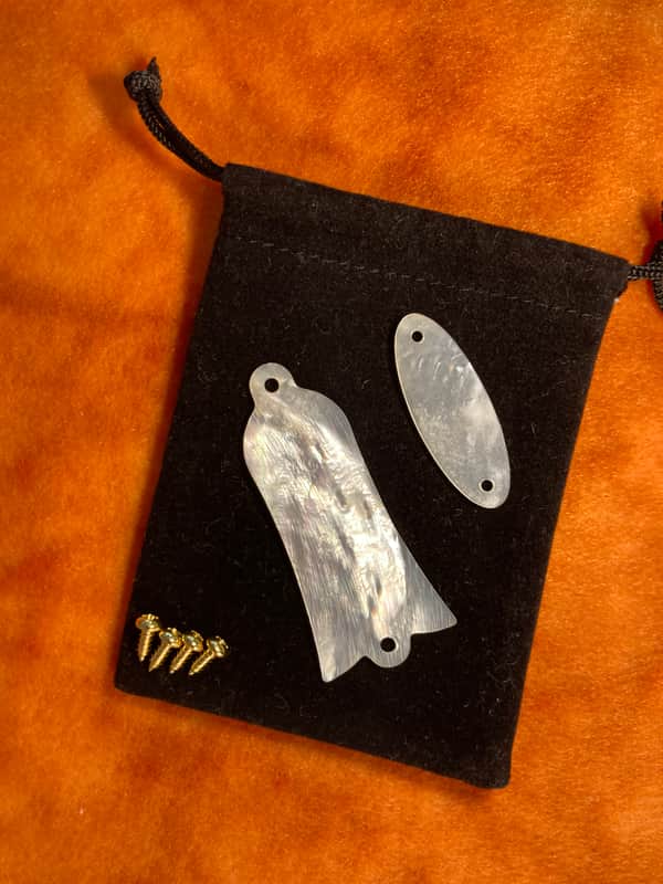 Gibson Citation Truss Rod Cover and Register Plaque set 70-80’s - Solid Mother of Pearl- Matched Pair image 1