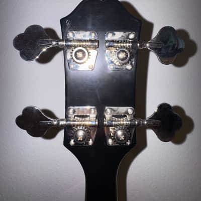 1997 Epiphone Rivoli Bass – Ebony Black Semi-Hollow, Cream Binding, Excellent Condition + Custom Strap & New Case image 19