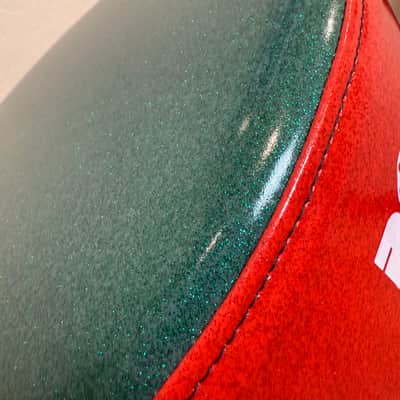 ~NEW!~ Pork Pie Round Drum Throne in Green Sparkle Top with Red Sparkle Side image 3