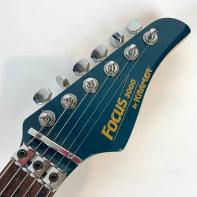 Kramer  Focus 1980s - Aged Blue H/S/S with splitter, Rosewood board Original Floyd Rose , clean and original, , and original HScase image 7