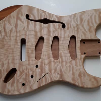 Shepard Custom Guitars Thinline Stratocaster Body Quilted Maple Top On 1pc Mahogany 2022 Unfinished image 1
