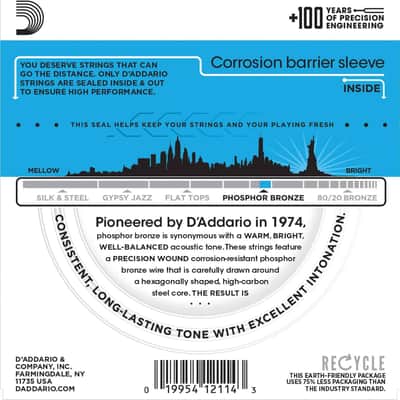 D'Addario EJ16 Phosphor Bronze Acoustic Guitar Strings, Light, 12-53 image 5