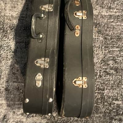 Set of 2 Guitar Acoustic Cases 1960’s-1970’s Black Exterior w Salmon Red Interior image 3