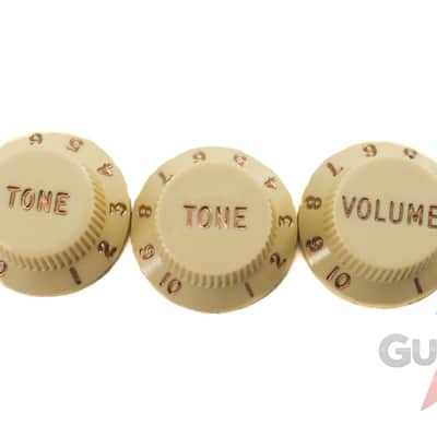 Genuine Fender Stratocaster/Strat Aged White Guitar Knobs - 2 Tone, 1 Volume image 5