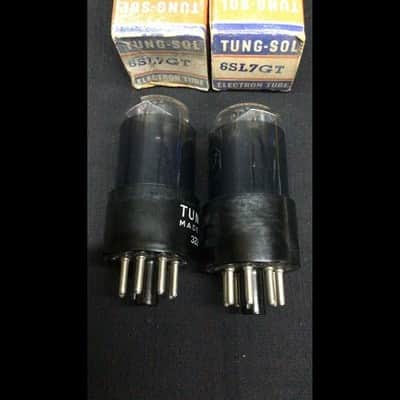MATCHED Pair NOS TUNG SOL 6SL7GT Black Glass Vintage VACUUM TUBES K.9699 image 2