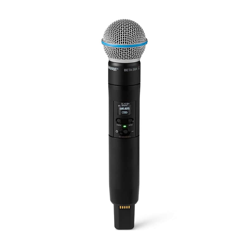 Shure SLXD2+ Handheld Transmitter with Beta58A Capsule - Pro Audio Management, 24-bit Audio, Wide-Tuning Range, ShowLink Control, Automatic Frequency Management, Mobile Configuration, 8-Hour Battery image 1