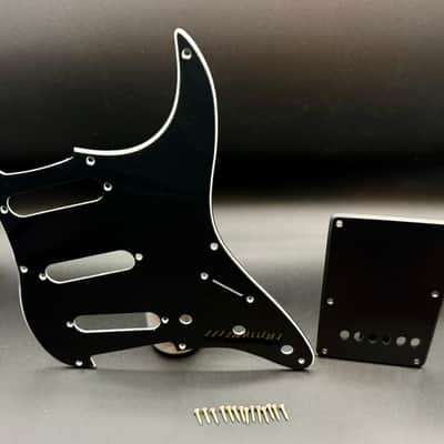 USA MADE Fender Stratocaster Black 3 Ply 8 Hole Pre-CBS Pickguard Set with Backplate and Aged Screws Eric Clapton Eric Johnson SRV image 3