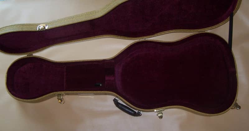 Vintage Style Fender Telecaster Thermometer Shaped Yellow/Gold Tweed Guitar Case, RARE Color Combo image 1