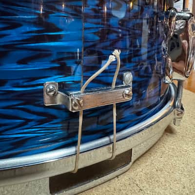 Slingerland No. 161 Deluxe Student Model 5.5x14" 6-Lug Snare Drum with Stick-Saver Hoops 1964 - 1976 - Blue Agate Pearl image 7