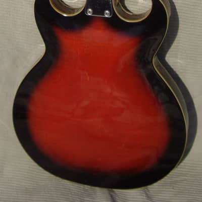 66 EKO Semiacoustic Model 360/2V Florentine THIN -LINE Double Cutaway Sunburst, Vibrola, EX+ image 4