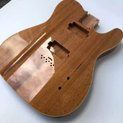 Natural Finish Mahogany Telecaster Tele Style Guitar Body with Black Binding image 4
