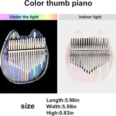 Kalimba Thumb Piano With Eva Protective Case, Transparent Crystal Kalimba 17 Key, Musical Instrument Gifts For Kids, Cat Shape Finger Piano image 2