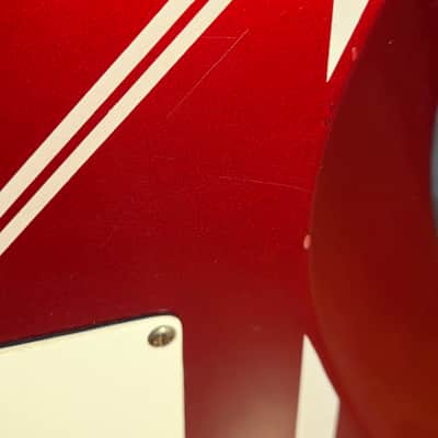 Vintage 1980s Hondo EVH Strat Copy Metallic Red/White Stripes Upgraded Tuners & Set Up image 19