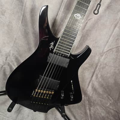 Aguda Black Hole Limited Run 7 String Multiscale 2024 - Gloss Black Headless Guitar image 5