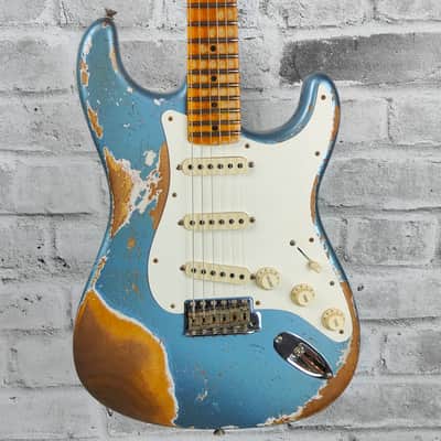 Fender Custom Shop Limited Edition Red Hot Strat Super Heavy Relic, Maple Fingerboard, Super Faded Aged Lake Placid Blue image 3
