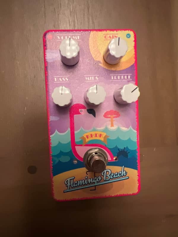 KHDK Electronics Flamingo Beach Mystery Pedal 2021 Limited Edition Overdrive 2021 - Hot pink with glitter silk screened enclosure image 1