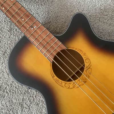 Luna 4 String Acoustic Electric Bass, Spruce Top Body, Mahogany Neck, Rosewood Fingerboard image 13