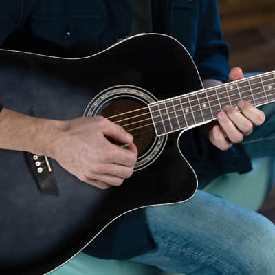Washburn WA90CE Acoustic-Electric Guitar Kit – Dreadnought Cutaway, Built-In Tuner, Okoume Body – Perfect Holiday Gift for Adults, Beginners, Musicians & Live Performance image 7