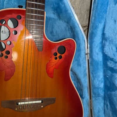 Ovation Elite Standard Collectors Model 6868 OP-24 Electronics Shallow Body 1995 Cherry Sunburst image 2