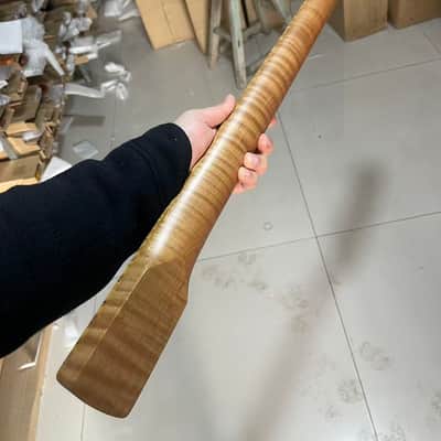 4-string electric bass neck jazz bass stainless steel 20 frets Roasted flame Maple guitar neck 34inch hole 18mm black block inlay image 3